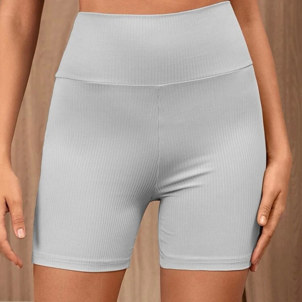 Wide Waistband Ribnit Biker Shorts